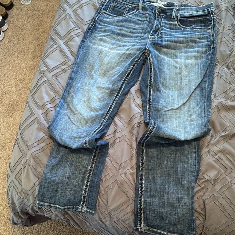 BKE men’s straight leg medium to dark wash jeans